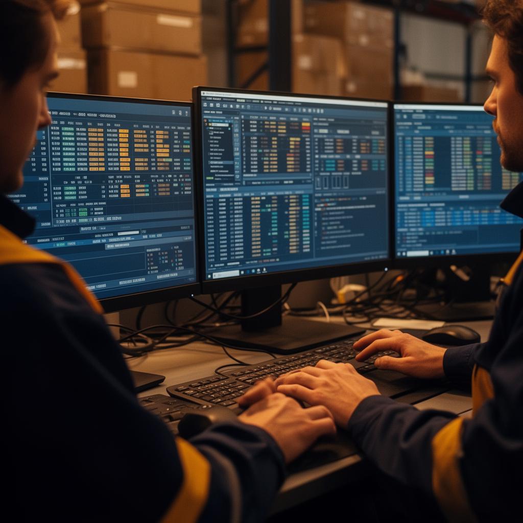 Opérateurs logistiques en salle de contrôle